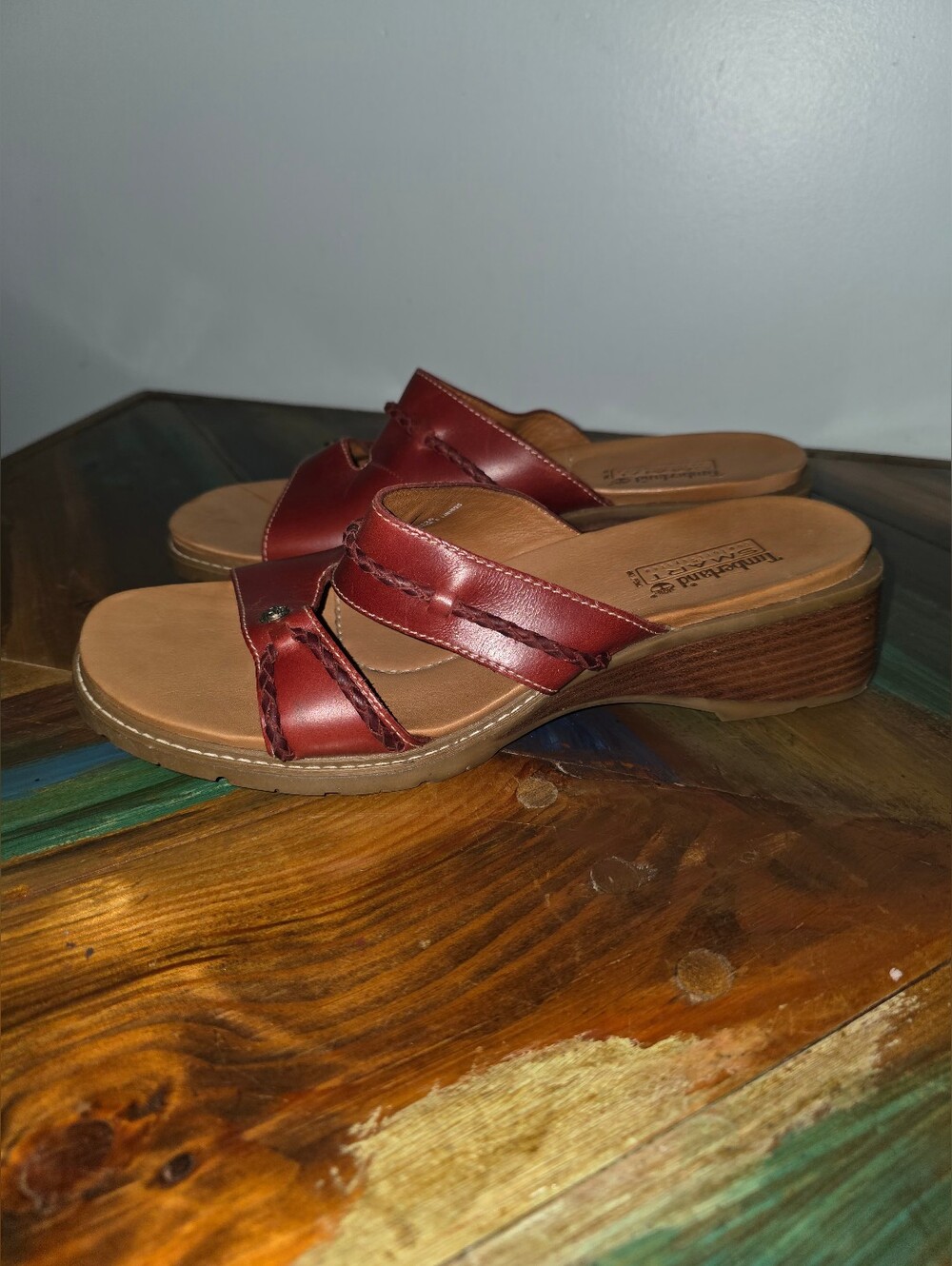 Timberland Smart Comfort Red Leather Sandals Sz 10
